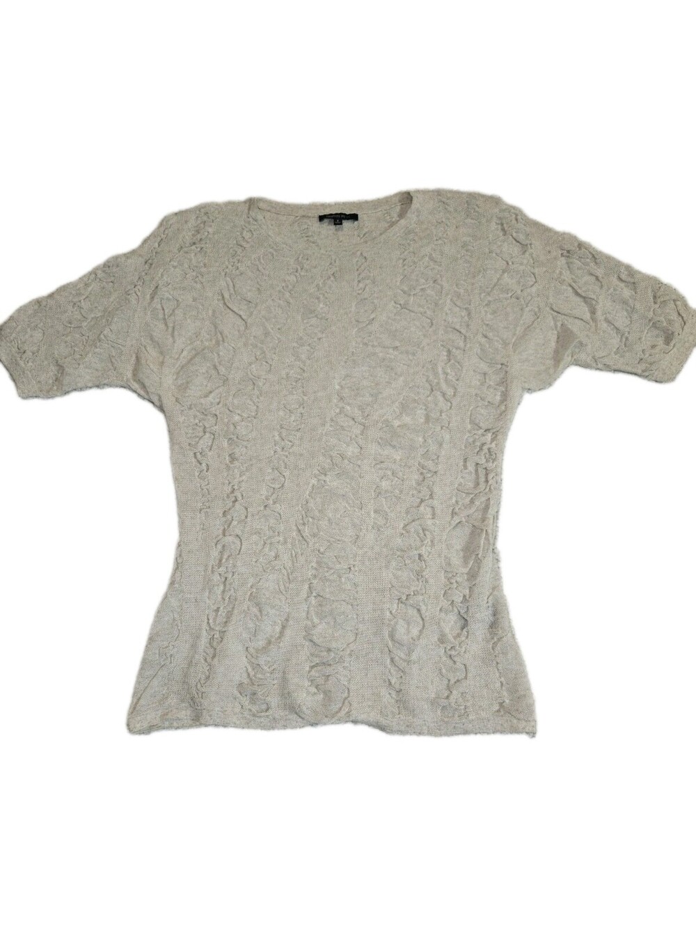 lafayette 148 blouse small Textured Linen/viscose Ruched Lgt Weight Cream